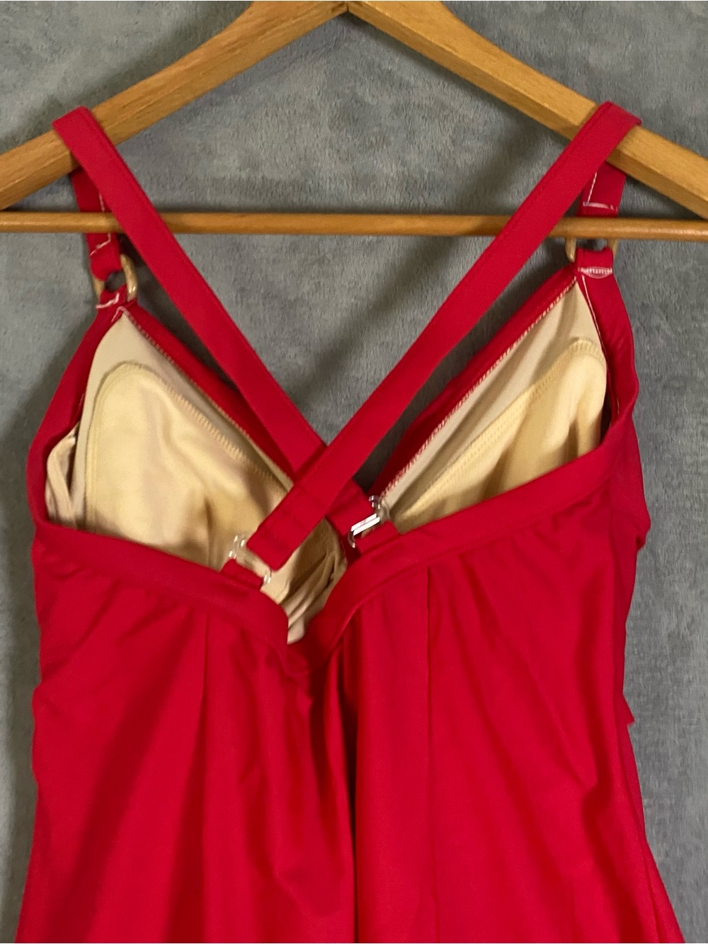 Carol Wior Red One Piece Swimsuit 14 Tummy Control Underwire Ruched Swimwear - Picture 6 of 8